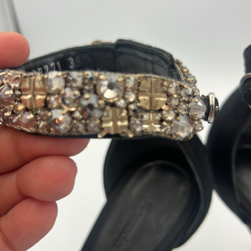 Alexander McQueen Embroidered Double Strap Sandal in Black/silver Size 39 & 39.5 - Picture 15 of 15